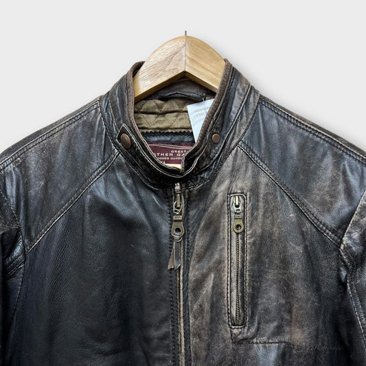 Veste Cuir Marlboro Classics Vintage Marron - M