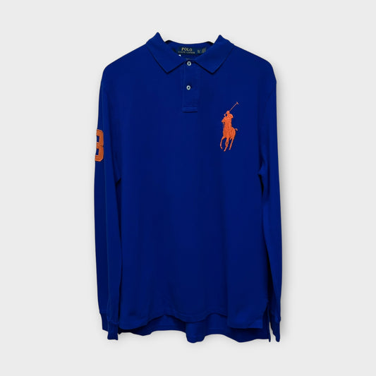 Polo Manches Longues Ralph Lauren Big Logo Bleu - XL