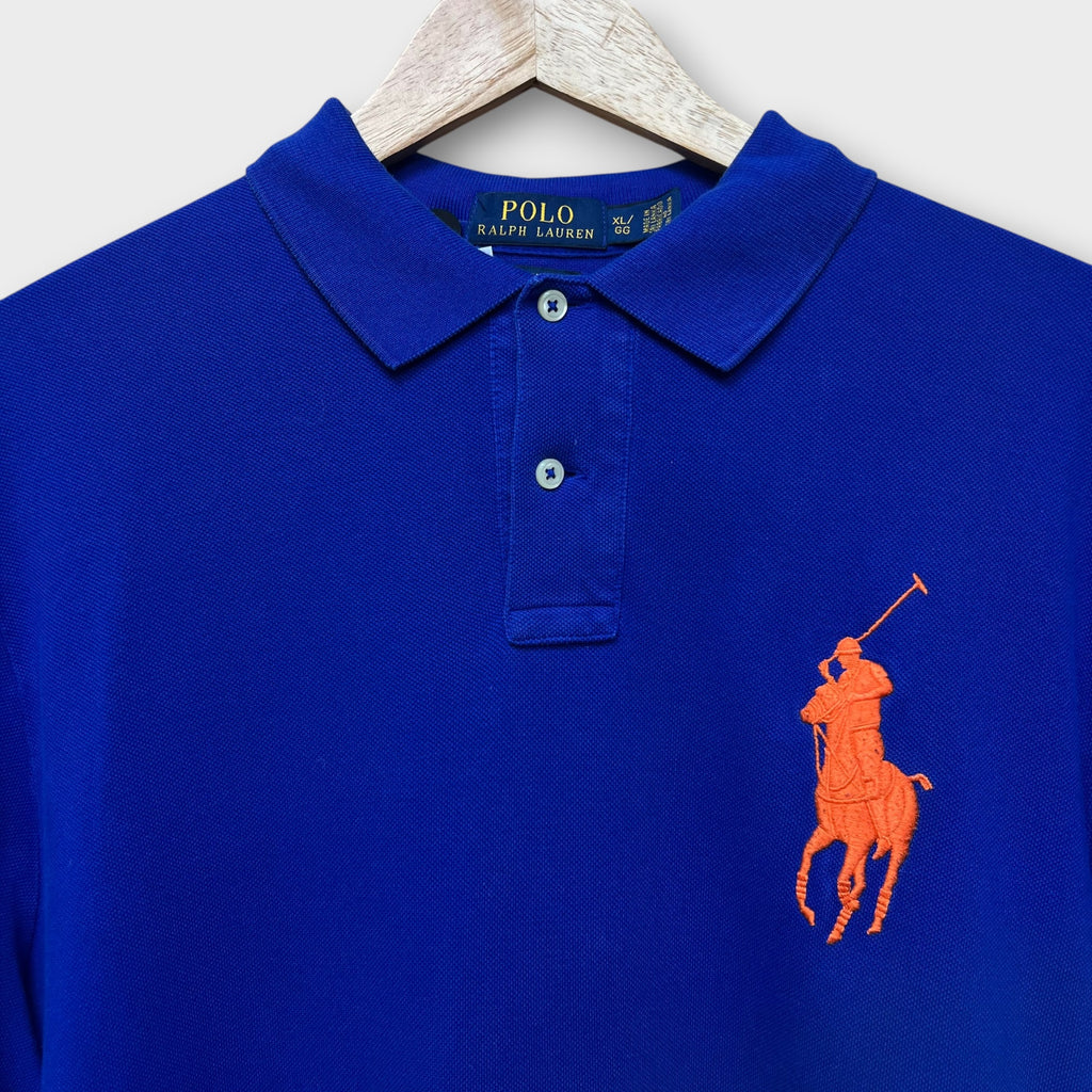 Polo Manches Longues Ralph Lauren Big Logo Bleu - XL