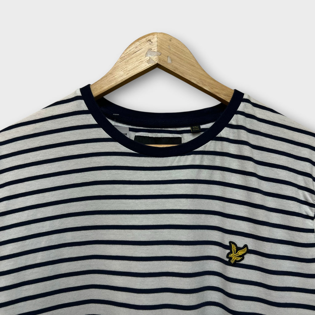 T-shirt Lyle & Scott Blanc, Bleu Marine - L