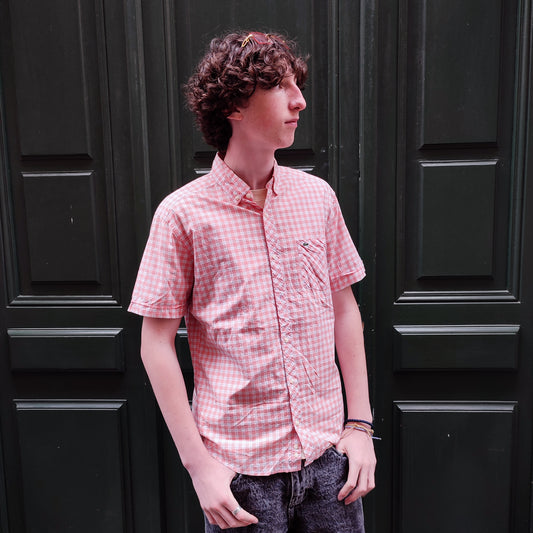 Lacoste salmon check shirt - M