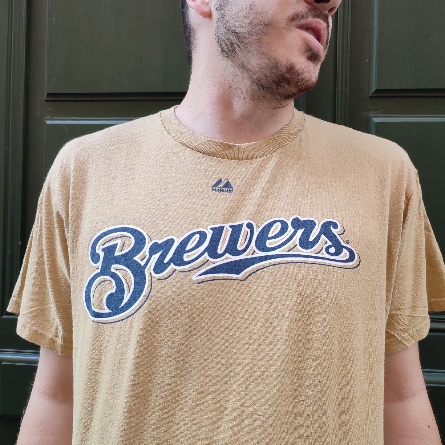 T-shirt vintage Majestic Brewers - L