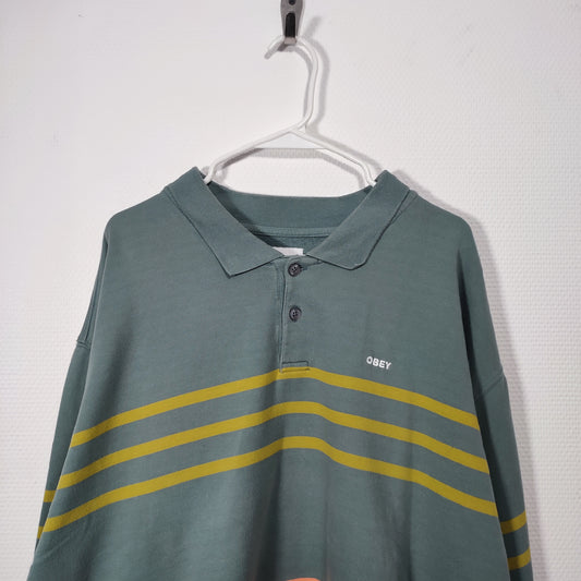 Obey long sleeve polo shirt - XL